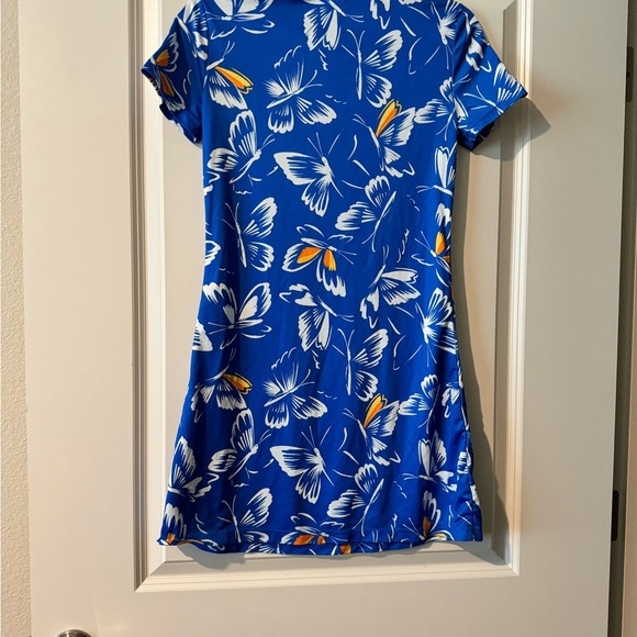 Adidas x Farm Rio Butterfly Mini Dress Short Sleeve Blue Size Small EUC - Picture 4 of 5